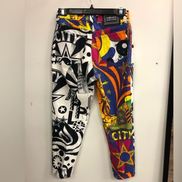 VERSACE COUTURE VINTAGE 1990s JEANS NEW YORK POP ART DESIGN SIZE 30 - Picture 5 of 16